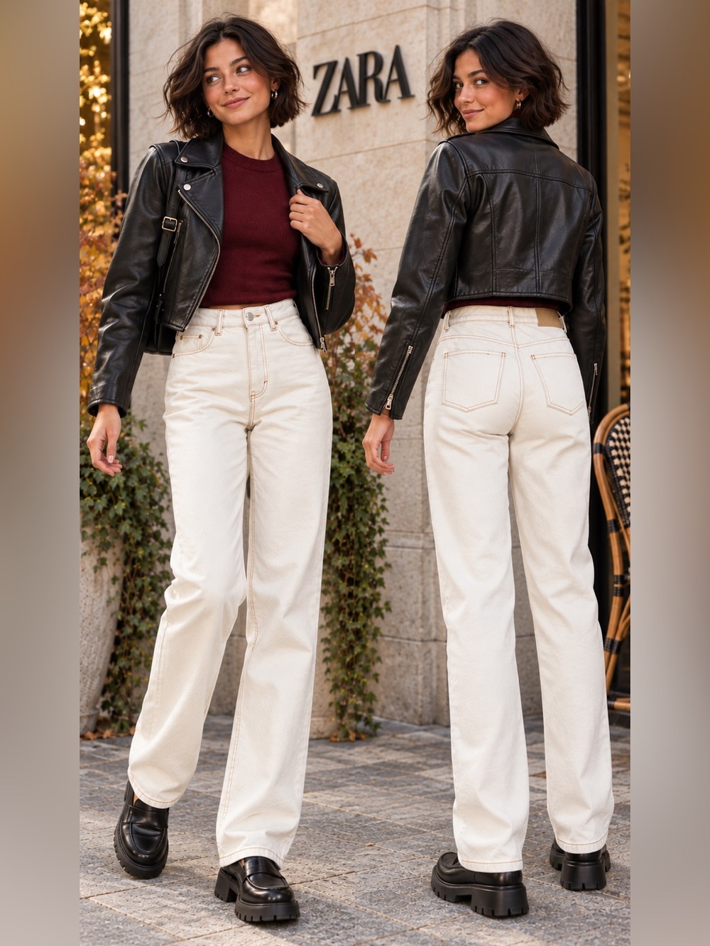 🆕 Zara Cream High Rise Straight Leg Long Jeans US 4 EU 36 NWT